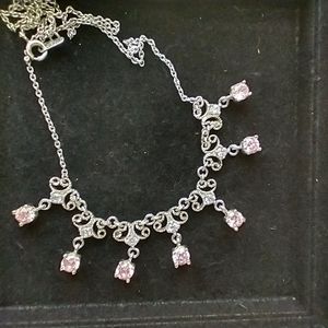Girl's Sterling Silver and Pink Sapphire Necklace